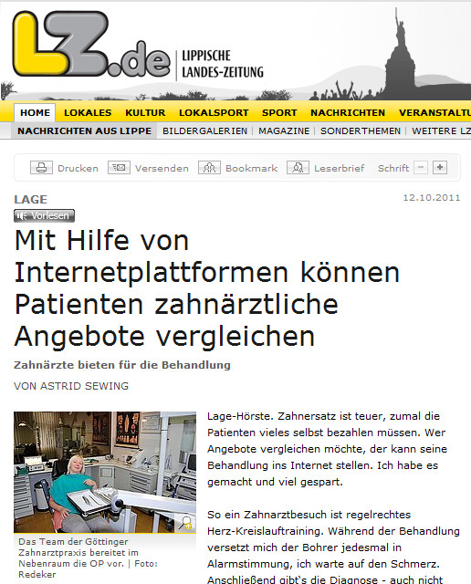 Patienten sparen beim Zahnarzt übers Internet.